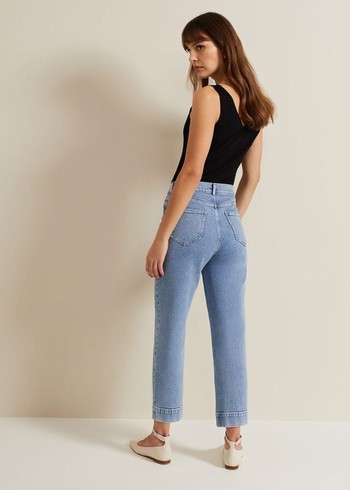 Phase Eight Lexi Mid Wash Crop Straight Trousers Wash Canada | OHRPTL-362